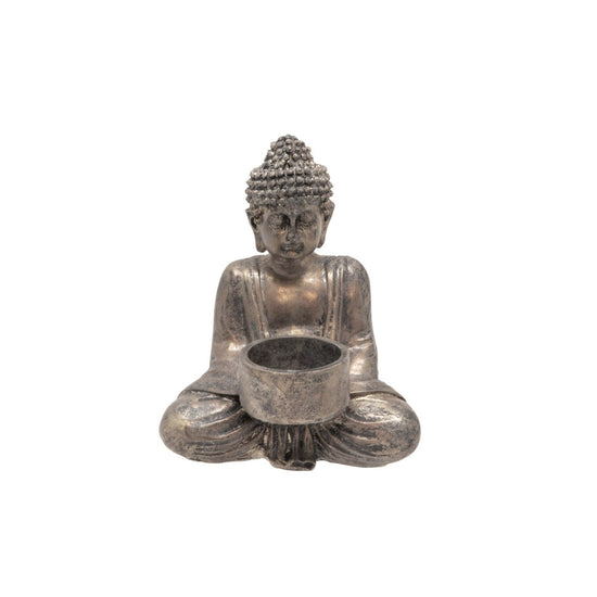 Load image into Gallery viewer, Sagebrook Home Seated Buddha Tealight Candle Holder - lily &amp;amp; onyx
