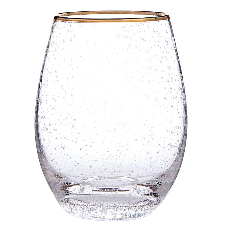 Seeded Wine Glass With Gold Rim, Set Of 4 - lily & onyx