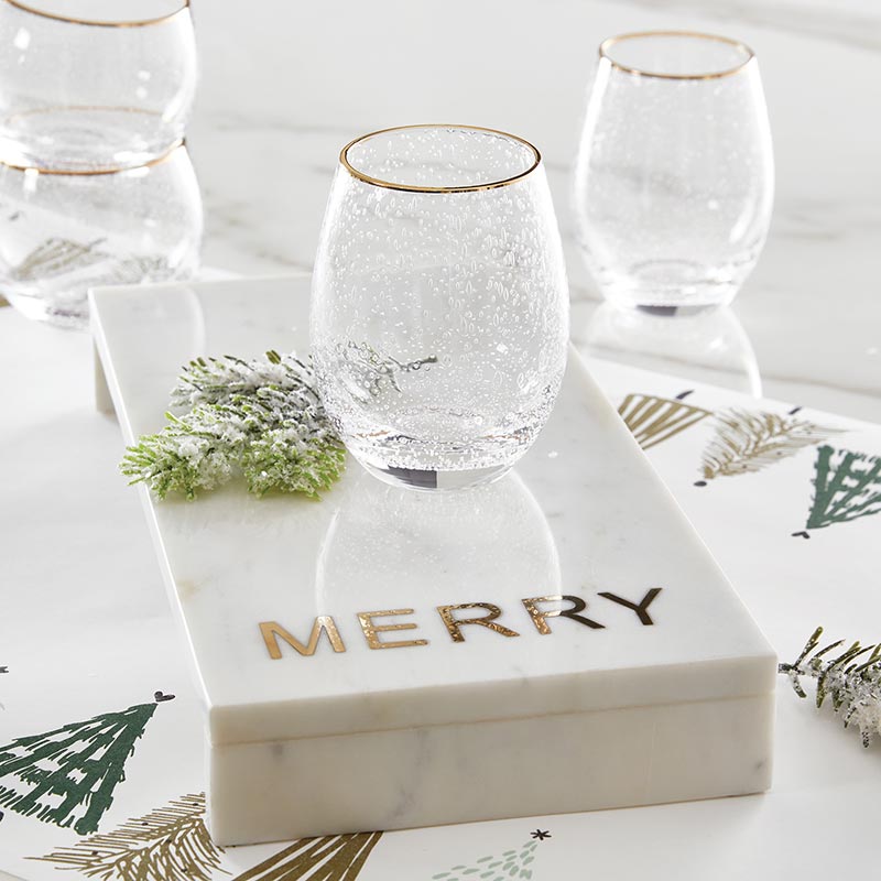 Santa Barbara Design Studio Seeded Wine Glass With Gold Rim, Set Of 4 - lily & onyx