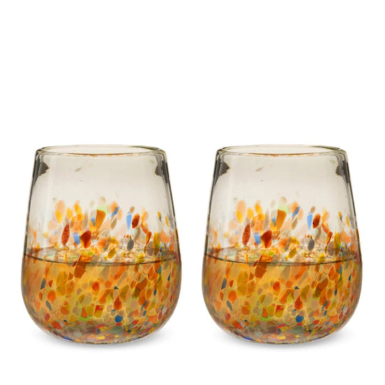 Twine Living Segunda Vida Artistico Stemless Wine Glasses, Set of 2 - lily & onyx