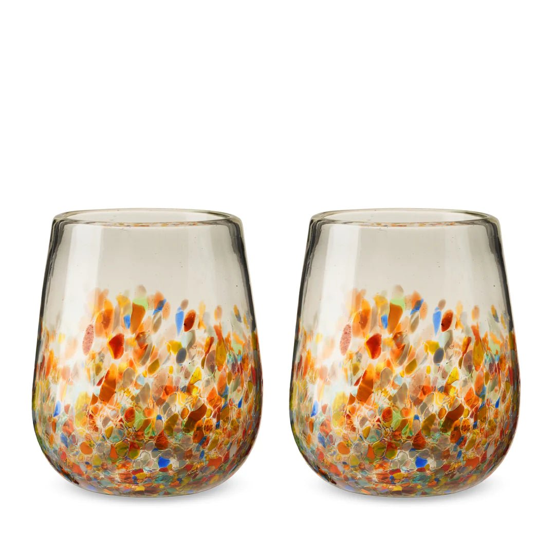 Twine Living Segunda Vida Artistico Stemless Wine Glasses, Set of 2 - lily & onyx