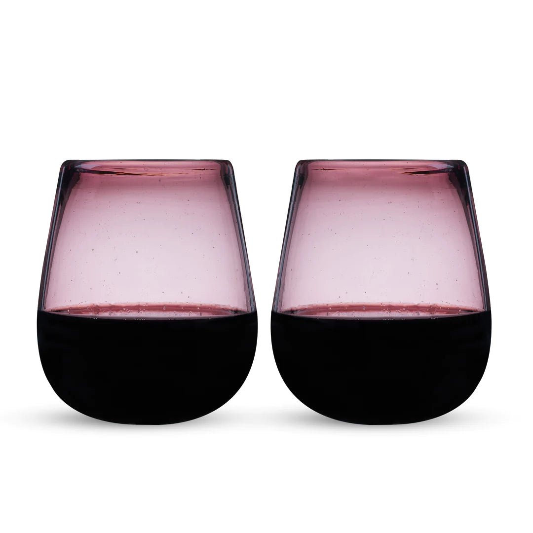 Load image into Gallery viewer, Twine Living Segunda Vida Rosado Stemless Wine Glass, Set of 2 - lily &amp;amp; onyx

