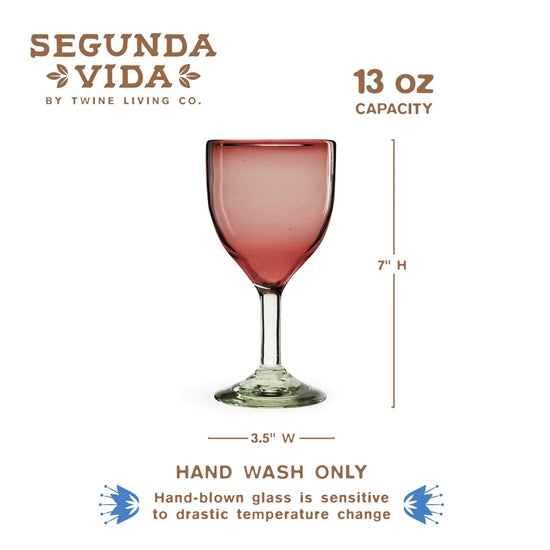 Twine Living Segunda Vida Rosado Wine Glass, Set of 2 - lily & onyx