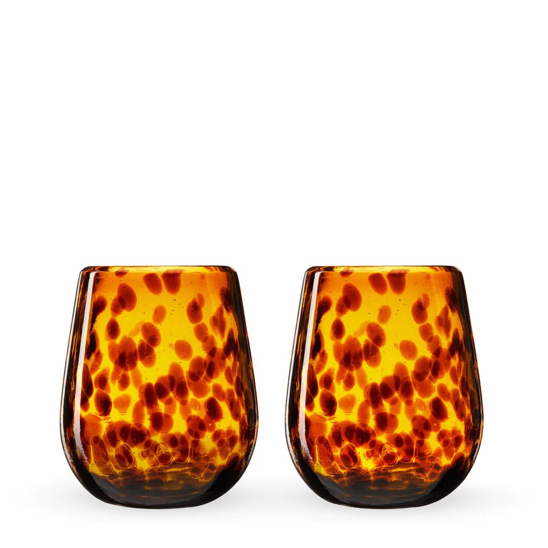 Twine Living Segunda Vida Tortuga Stemless Wine Glass, Set of 2 - lily & onyx