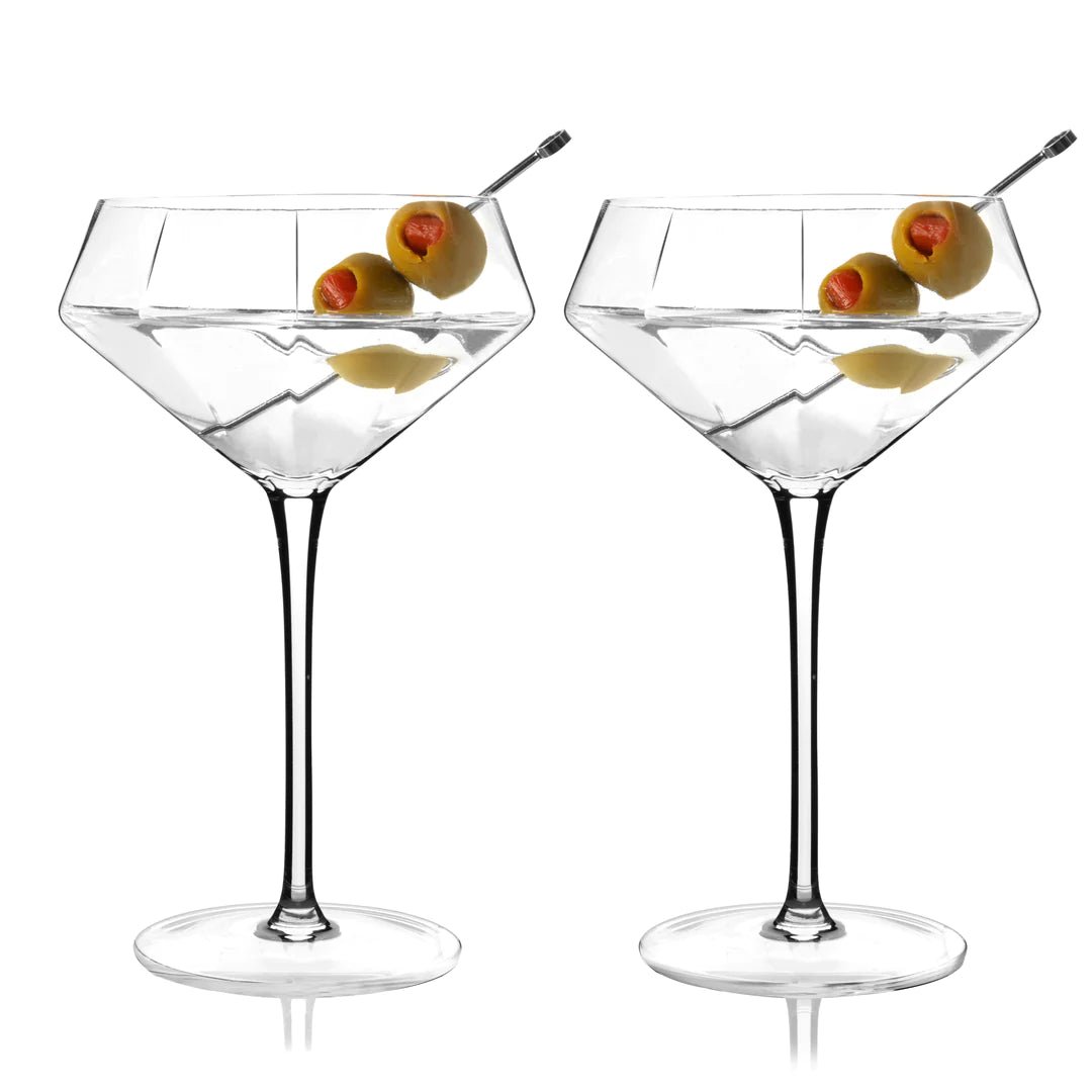 Load image into Gallery viewer, Viski Seneca Diamond Martini Glasses, Set of 2 - lily &amp;amp; onyx
