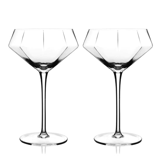 Load image into Gallery viewer, Viski Seneca Diamond Martini Glasses, Set of 2 - lily &amp;amp; onyx
