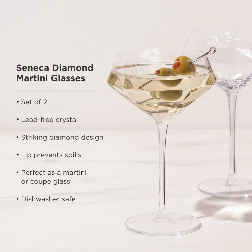 
                      
                        Viski Seneca Diamond Martini Glasses, Set of 2 - lily & onyx
                      
                    