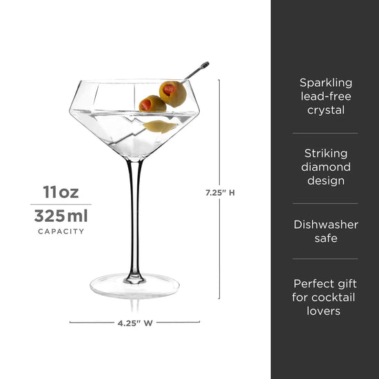 Viski Seneca Diamond Martini Glasses, Set of 2 - lily & onyx