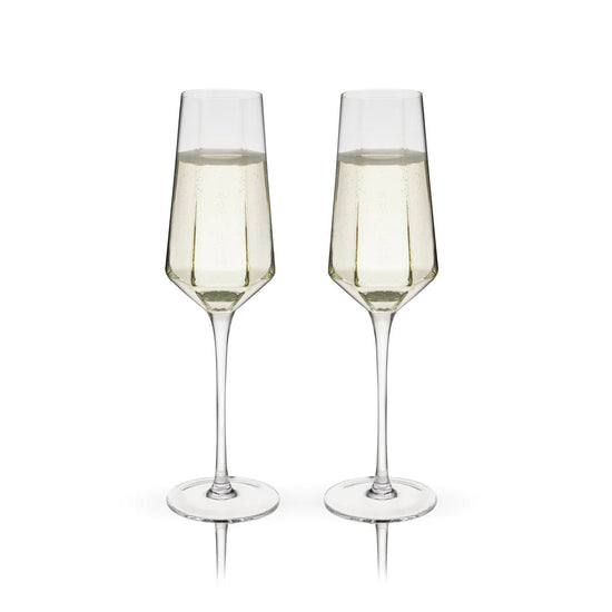 Viski Seneca Stemmed Champagne Flutes, Set of 2 - lily & onyx