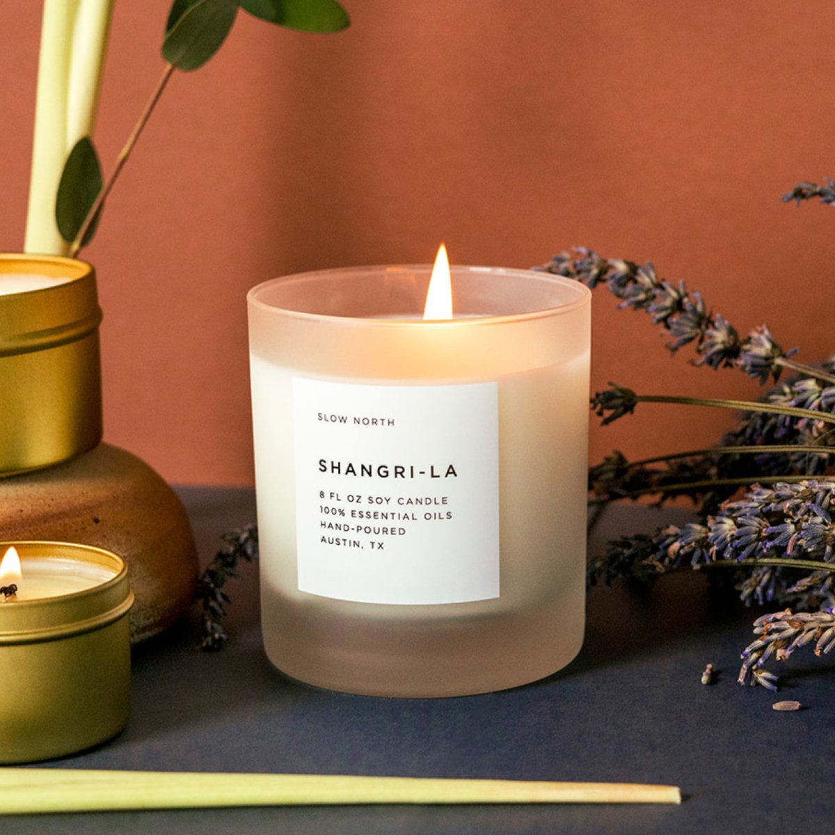 Slow North Shangri-La | Eucalyptus + Lavender + Lemongrass | Frosted Candle, 8 oz - lily & onyx