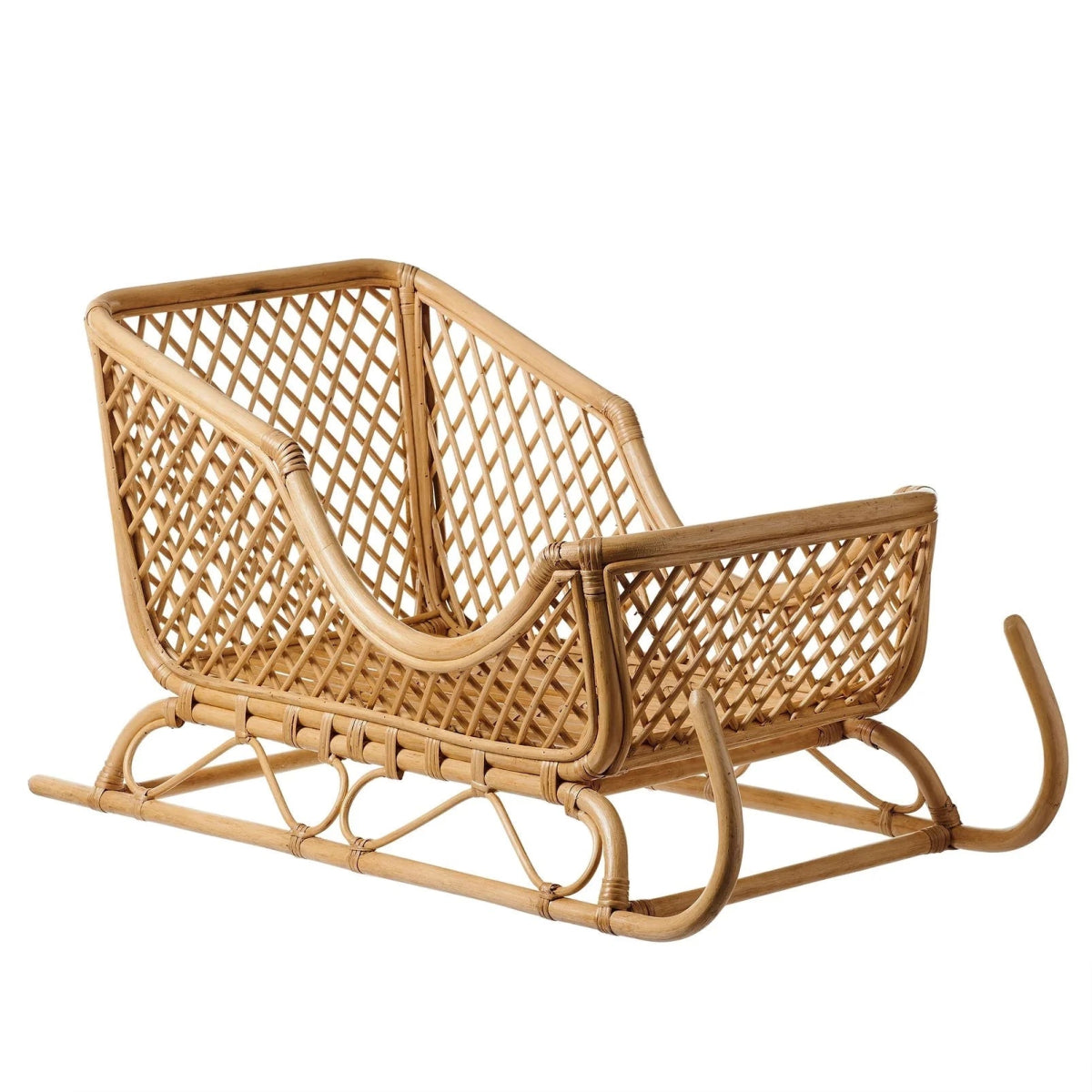 Shelburne™ Woven Rattan Sleigh against white background