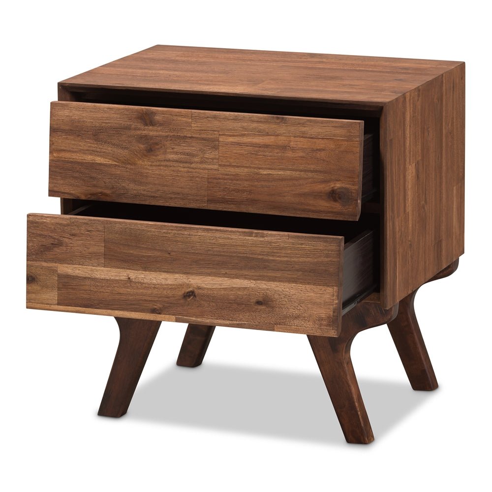 
                      
                        Baxton Studio Sierra Mid Century Modern Brown Wood 2 Drawer Nightstand - lily & onyx
                      
                    