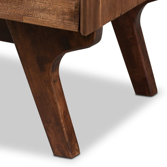 Baxton Studio Sierra Mid Century Modern Brown Wood 2 Drawer Nightstand - lily & onyx