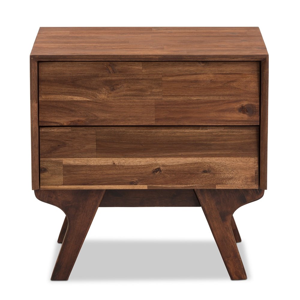 
                      
                        Baxton Studio Sierra Mid Century Modern Brown Wood 2 Drawer Nightstand - lily & onyx
                      
                    