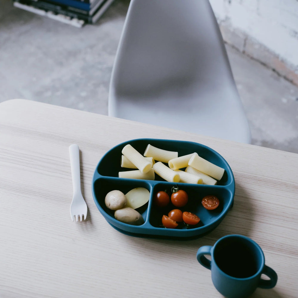 EKOBO Silicone Divided Suction Baby Plate - Blue Abyss - lily & onyx