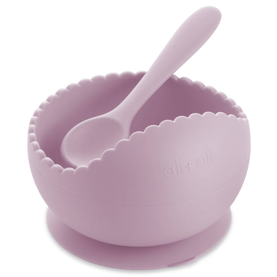 Ali+Oli Silicone Suction Bowl & Spoon Set, Wavy – lily & onyx