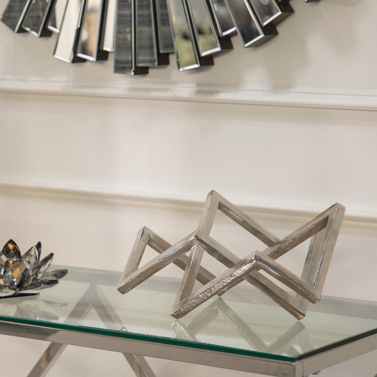 Sagebrook Home Silver Metal Geometric Decor, 15