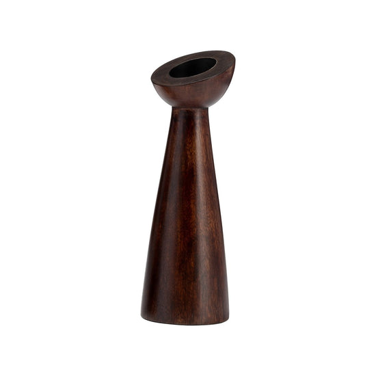 Sagebrook Home Slanted Wood Candle Holder, Brown - lily & onyx