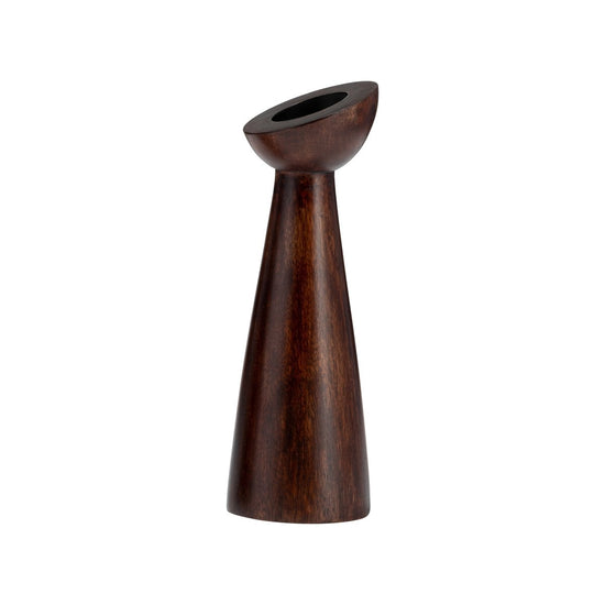 Sagebrook Home Slanted Wood Candle Holder, Brown - lily & onyx