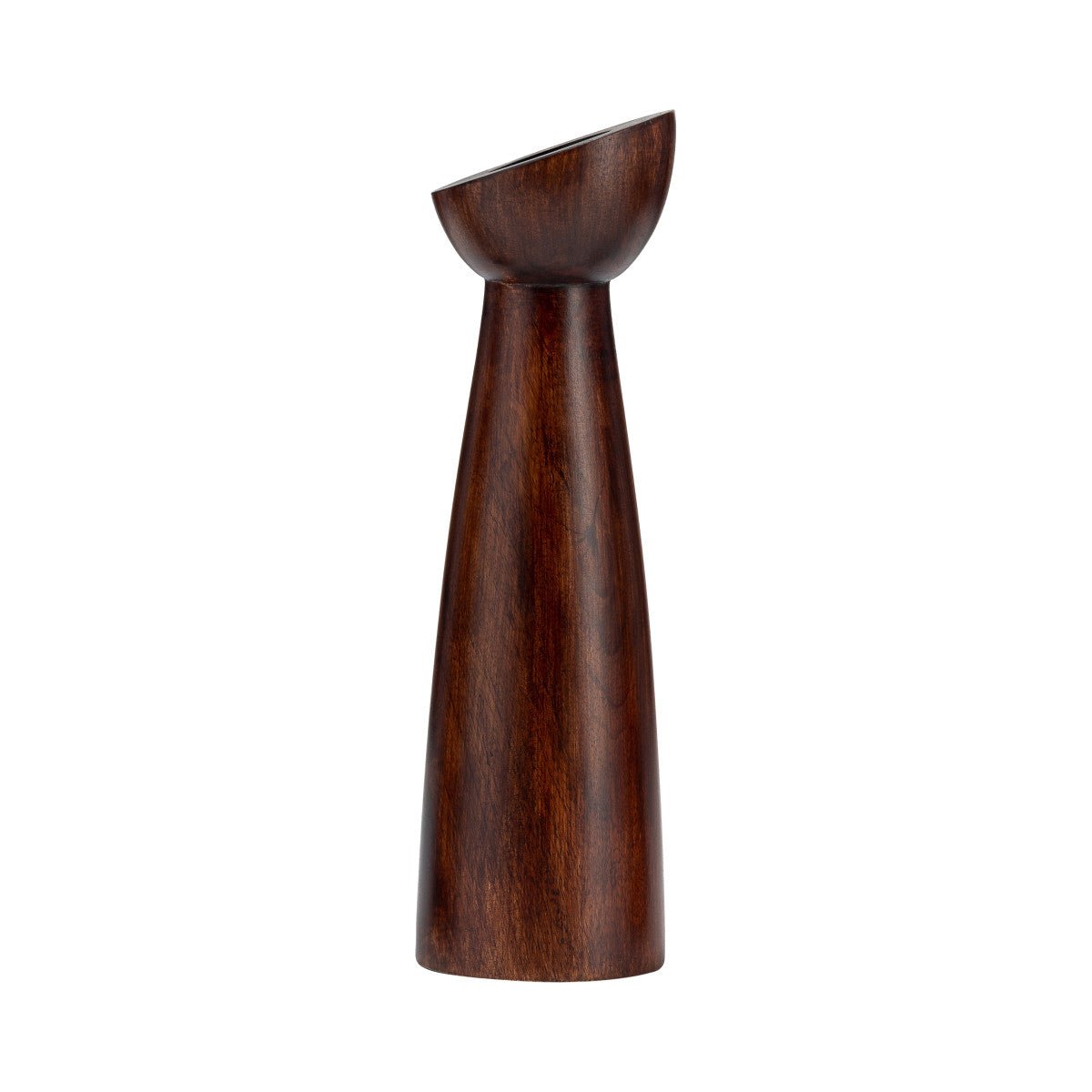 Sagebrook Home Slanted Wood Candle Holder, Brown - lily & onyx