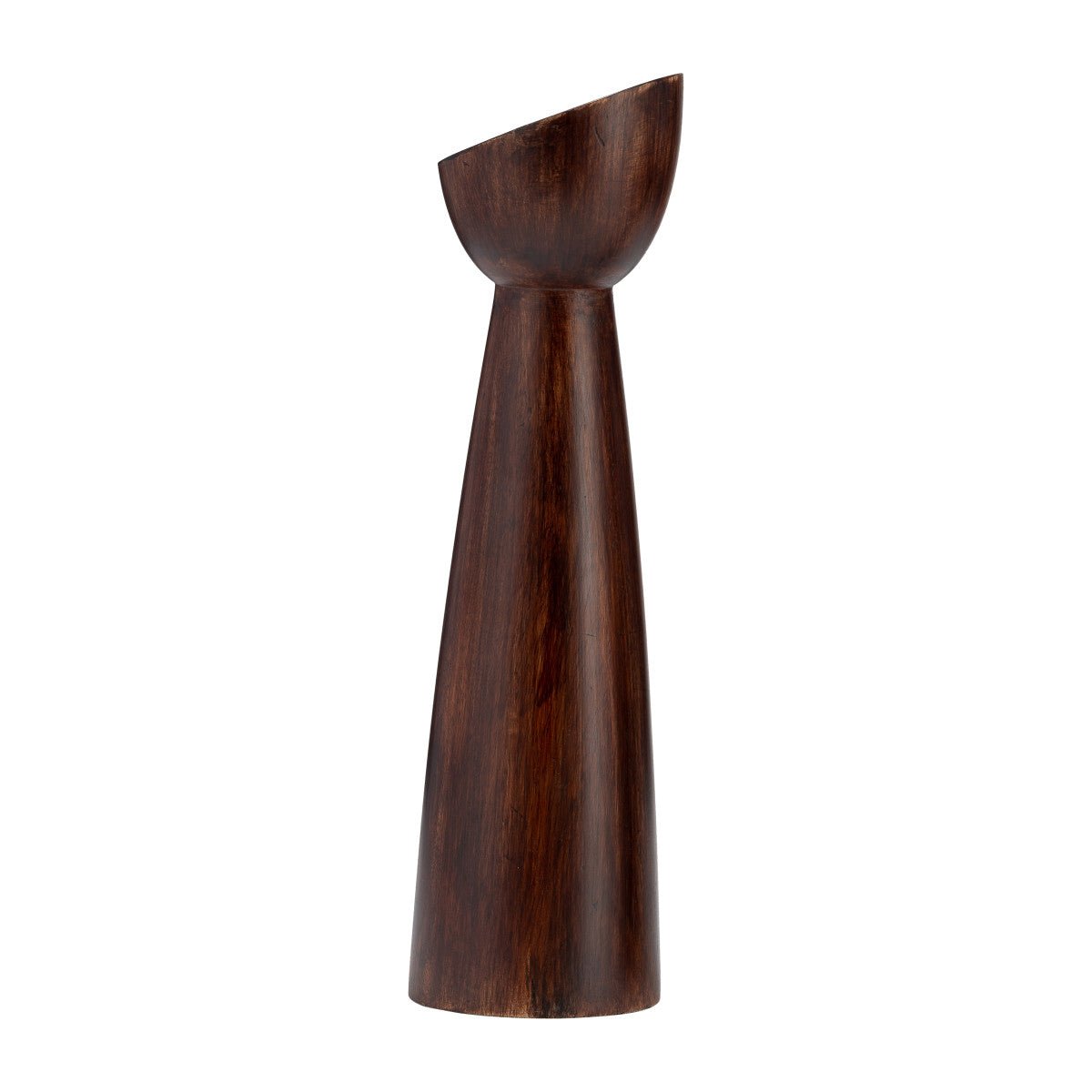 Sagebrook Home Slanted Wood Candle Holder, Brown - lily & onyx