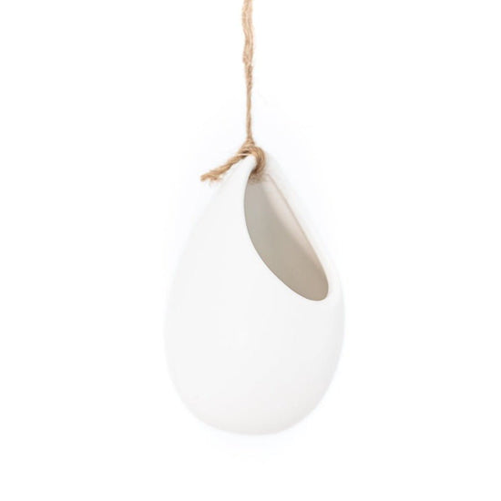 Air Plant Supply Co. Small Ivory Ceramic Hanging Planter With Flat Bottom - lily & onyx