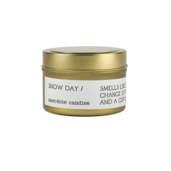 Anecdote Candles Snow Day | 3.4 Oz Travel Tin Candle | Brown Sugar & Sandalwood - lily & onyx