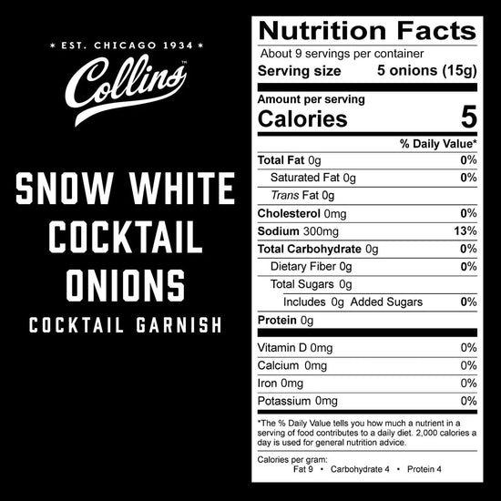 Collins Snow White Cocktail Onions, 8 Oz - lily & onyx