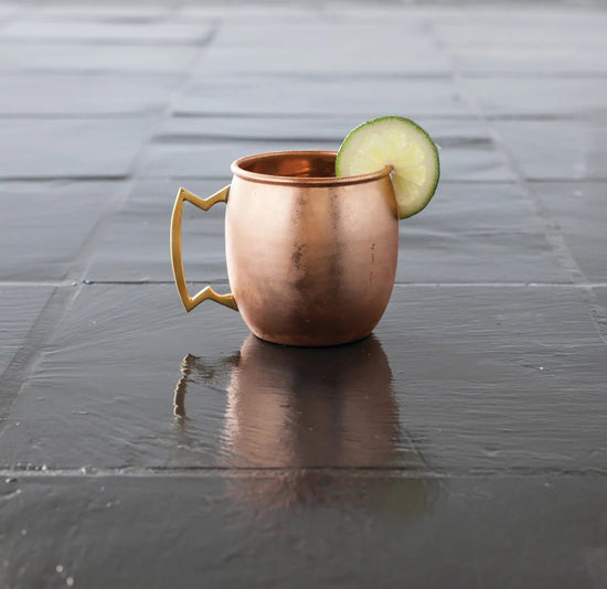 Twine Living Solid Copper Moscow Mule Mug with Brass Zig Zag Handle - lily & onyx