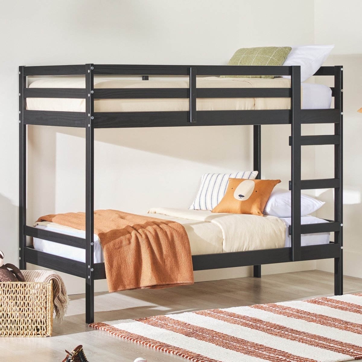 Walker Edison Sophie Simple Solid Wood Twin Over Twin Bunk Bed - lily & onyx