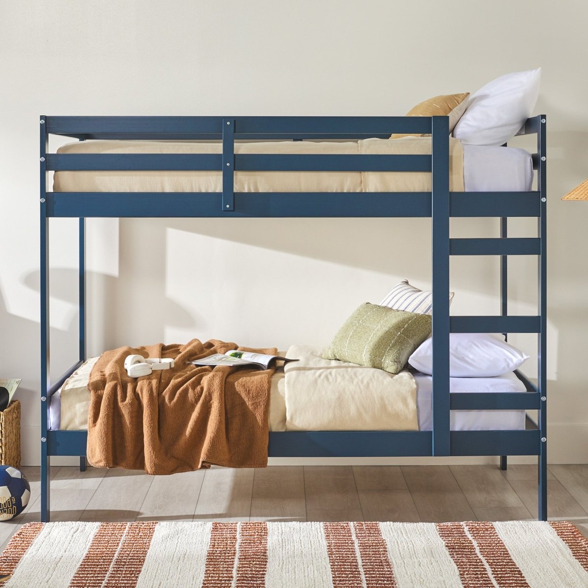 Walker Edison Sophie Simple Solid Wood Twin Over Twin Bunk Bed - lily & onyx