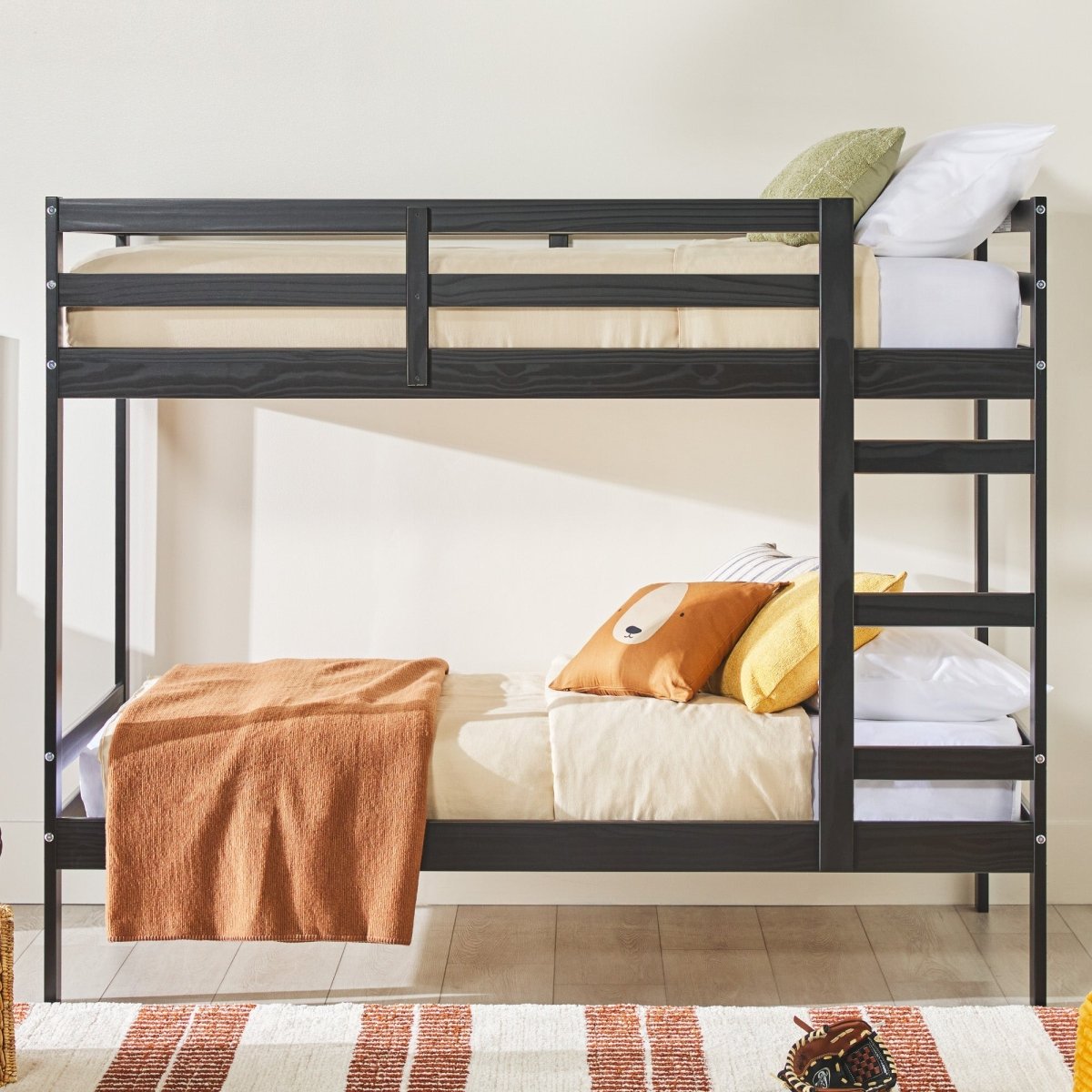 Walker Edison Sophie Simple Solid Wood Twin Over Twin Bunk Bed - lily & onyx