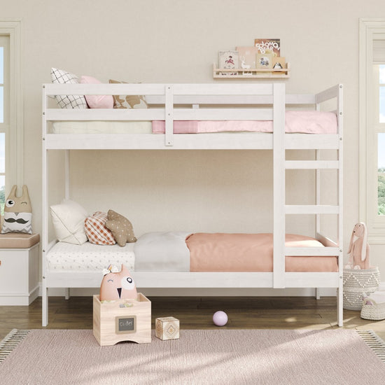 Walker Edison Sophie Simple Solid Wood Twin Over Twin Bunk Bed - lily & onyx