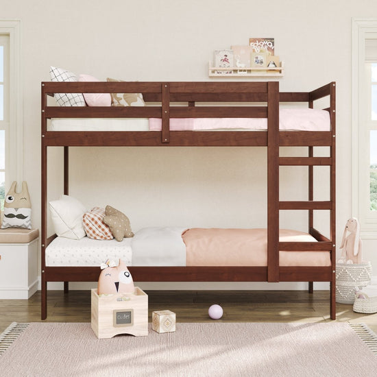 Walker Edison Sophie Simple Solid Wood Twin Over Twin Bunk Bed - lily & onyx