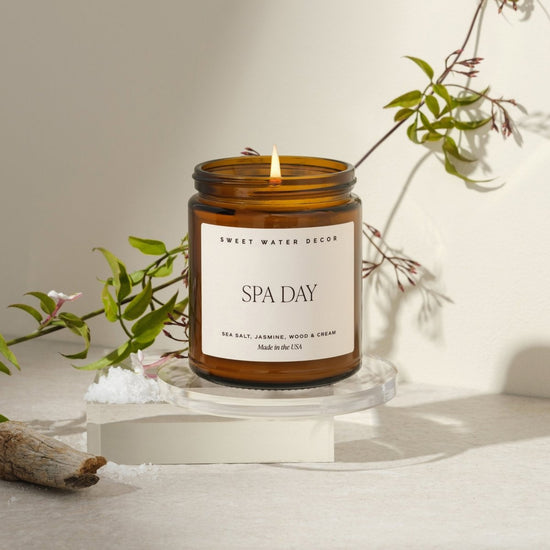 Sweet Water Decor Spa Day Soy Candle - Amber Jar - 9 oz - lily & onyx