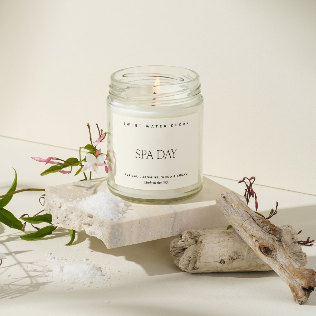 Sweet Water Decor Spa Day Soy Candle - Clear Jar - 9 oz - lily & onyx
