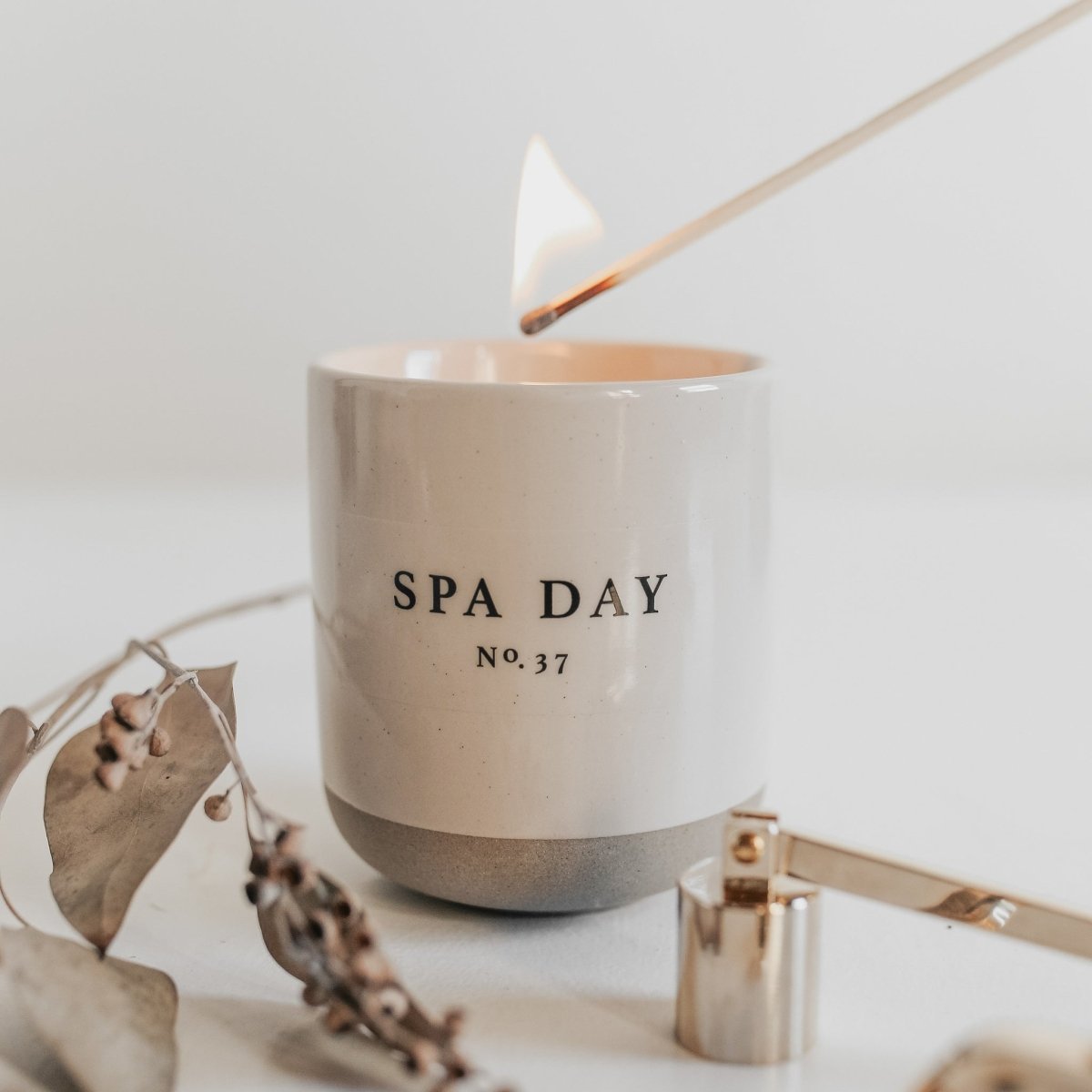 Sweet Water Decor Spa Day Soy Candle - Cream Stoneware Jar - 12 oz