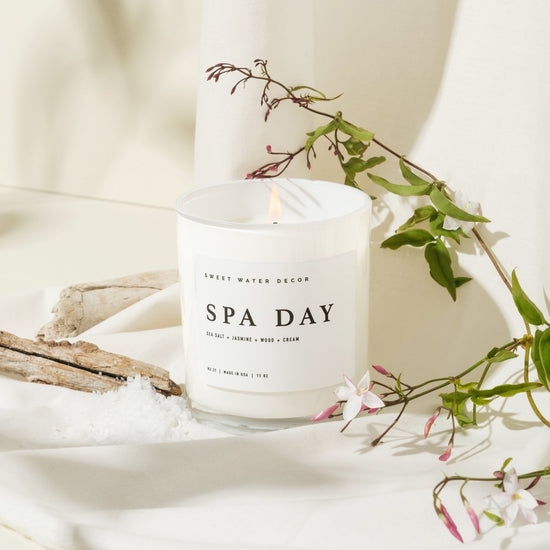 Sweet Water Decor Spa Day Soy Candle - White Jar - 11 oz - lily & onyx