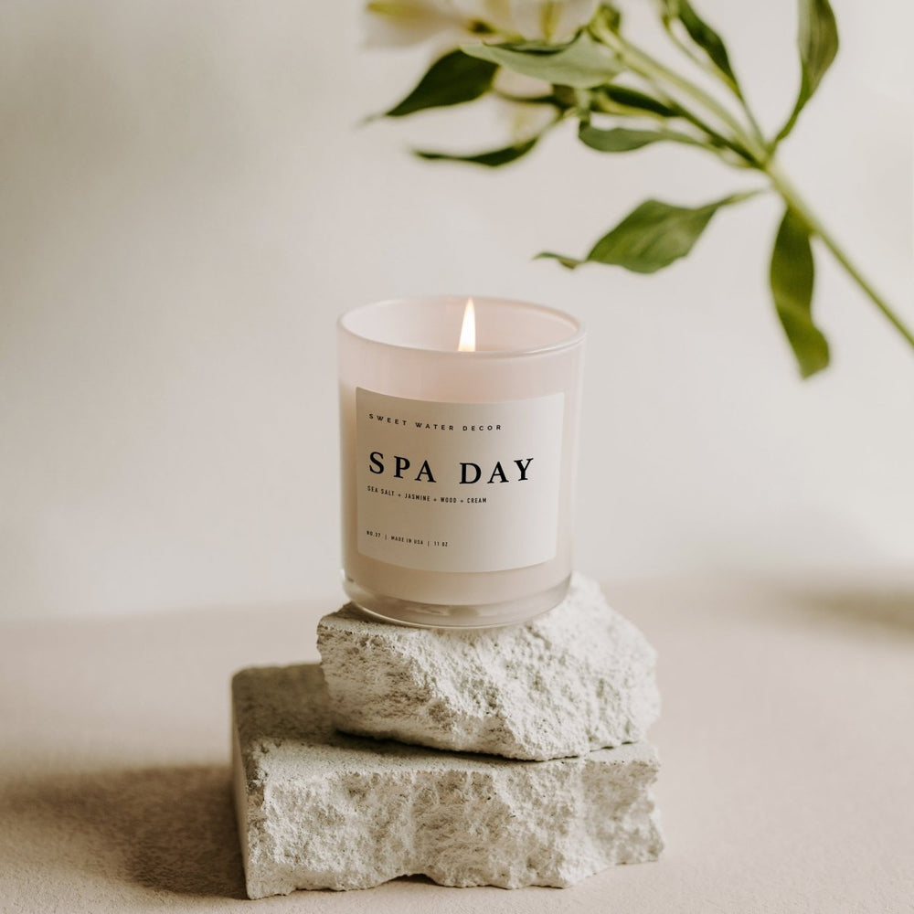 Sweet Water Decor Spa Day Soy Candle - White Jar - 11 oz - lily & onyx