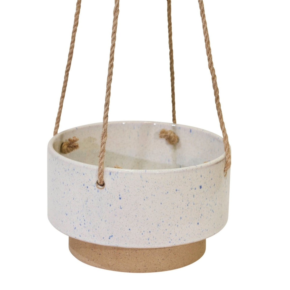 
                      
                        Sagebrook Home Speckled Ceramic White Hanging Planter - lily & onyx
                      
                    