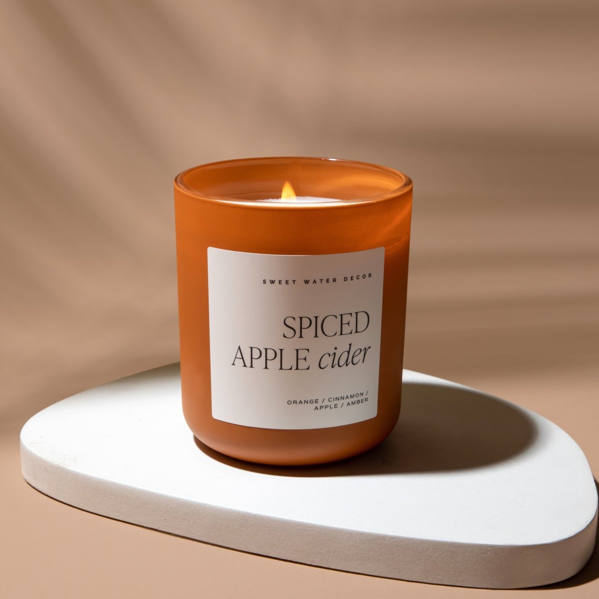 Sweet Water Decor Spiced Apple Cider Soy Candle - Orange Matte Jar - 15 oz - lily & onyx