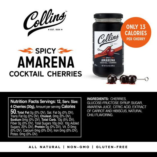 Collins Spicy Amarena Cherries, 13.4 Oz - lily & onyx