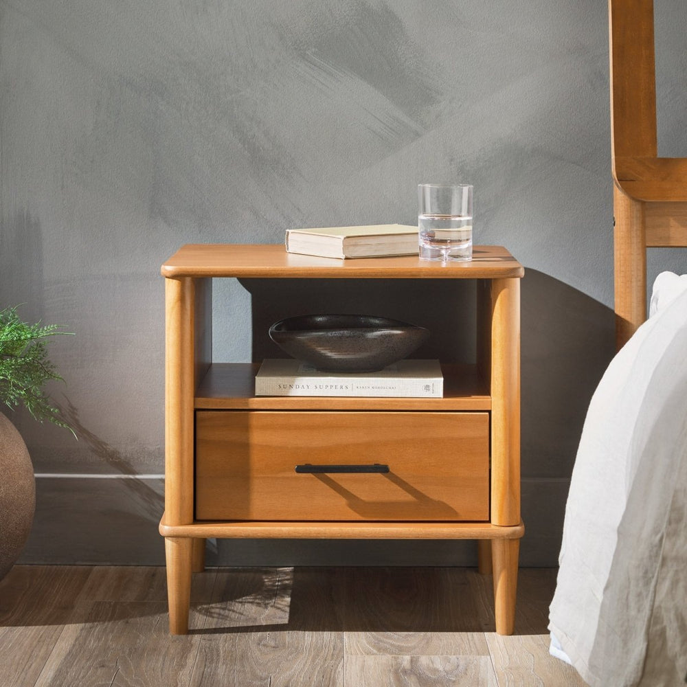 Walker Edison Spindle Transitional 1-Drawer Nightstand - lily & onyx