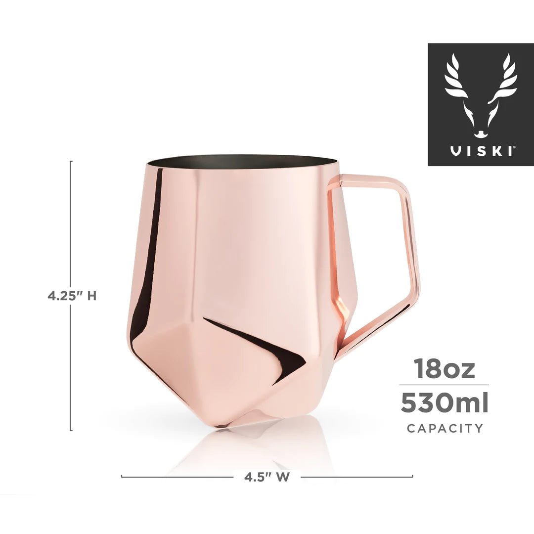 Viski Stainless Steel Faceted Moscow Mule Mug with Smooth Copper Finish - lily & onyx