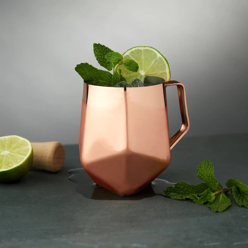 Viski Stainless Steel Faceted Moscow Mule Mug with Smooth Copper Finish - lily & onyx