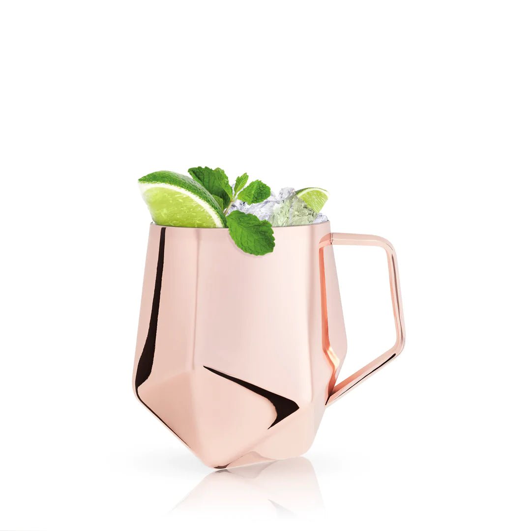 Viski Stainless Steel Faceted Moscow Mule Mug with Smooth Copper Finish - lily & onyx