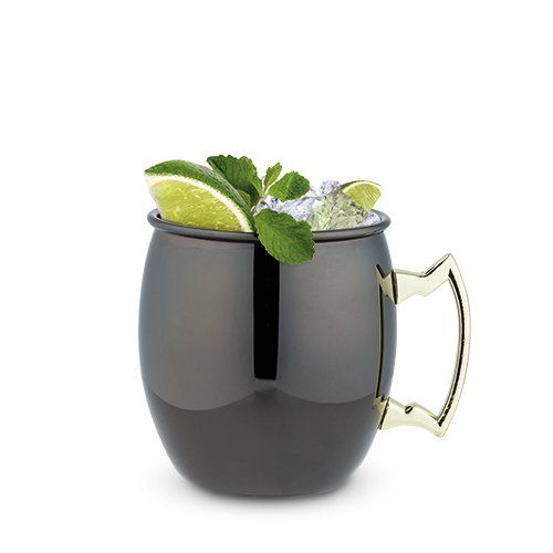 TRUE Stainless Steel Moscow Mule Mug with Metallic Black & Gold Finish, Set of 2 - lily & onyx
