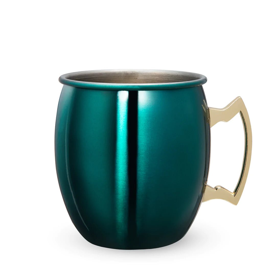 Twine Living Stainless Steel Moscow Mule Mug with Metallic Green & Gold Finish - lily & onyx