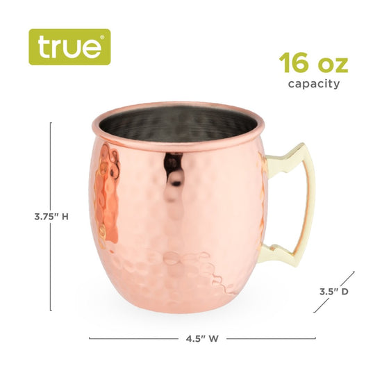 TRUE Stainless Steel Moscow Mule Mugs with Hammered Copper Finish, Set of 2 - lily & onyx