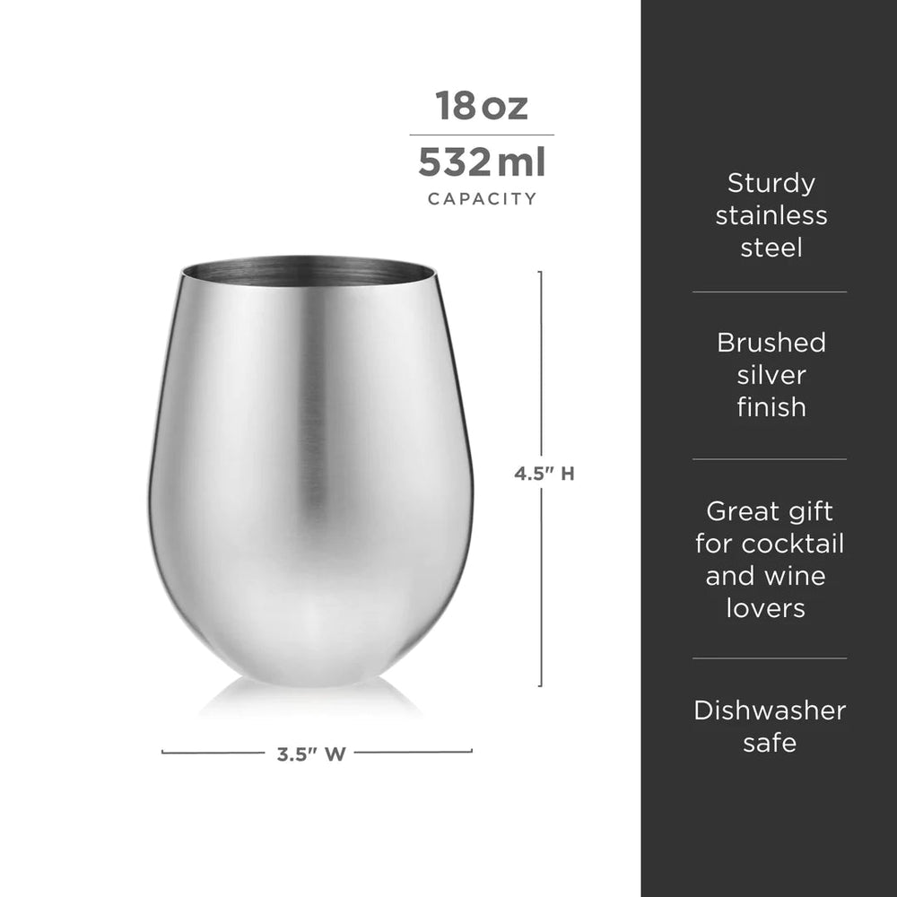 
                      
                        Viski Stainless Steel Stemless Wine Glasses, Set of 2 - lily & onyx
                      
                    